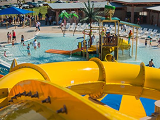 Kids playing at water park